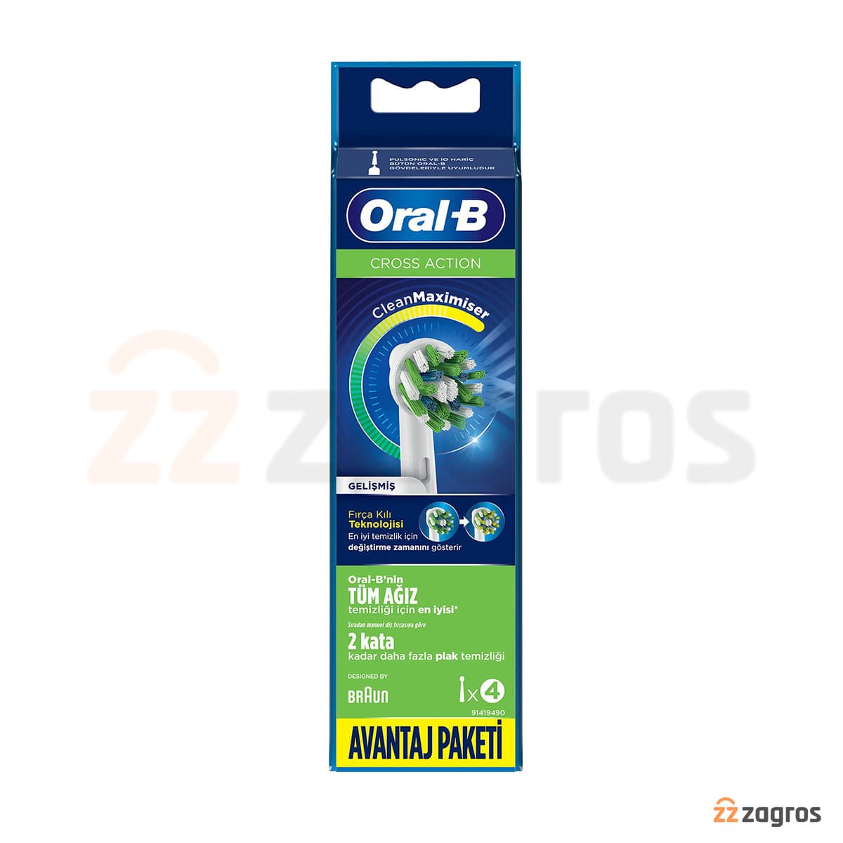 سری یدکی مسواک برقی اورال بی Oral-B سری Cross Action مدل Clean Maximiser بسته 4 عددی — تصویر ۷