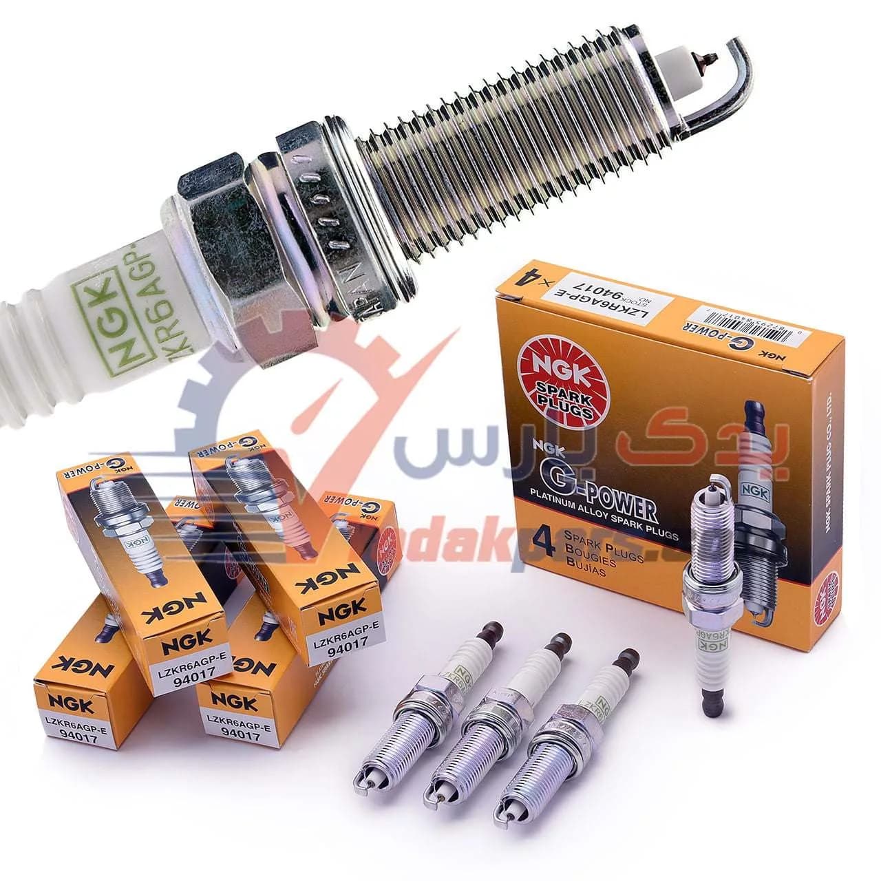 شمع یورو ۴ سوزنی پلاتینیوم پایه بلند NGK ژاپن 94017 (بسته ۴ عددی)