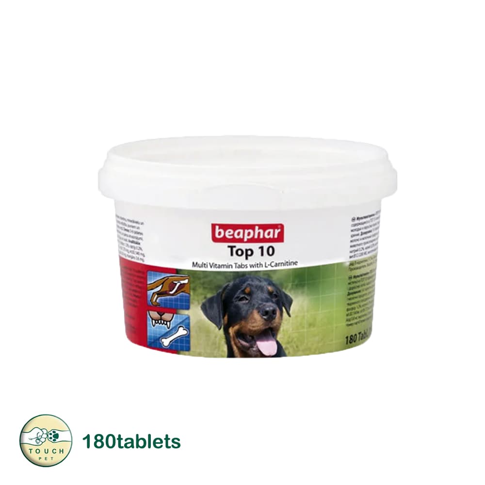 قرص مولتی ویتامین سگ بیفار مدل تاپ تن Top 10 Dog Multivitamin بسته 180 عددی
