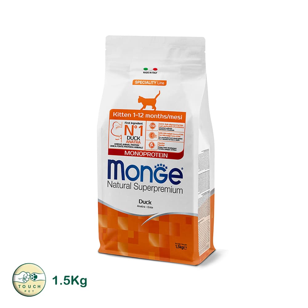 غذای خشک بچه گربه مونژه Natural Superpremium Monoprotein با طعم اردک 1.5 کیلوگرم