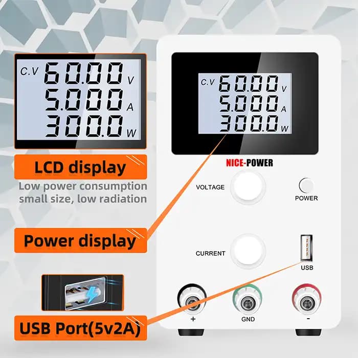 منبع تغذیه 60V 5A نایس پاور Nice-Power R-SPS605D — تصویر ۶