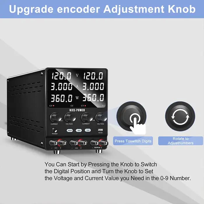 منبع تغذیه 2 کاناله 120V 3A نایس پاور SPS1203-2KD — تصویر ۶