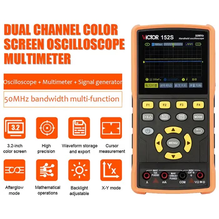 اسیلوسکوپ دستی 50MHz ویکتور VICTOR 152S — تصویر ۳