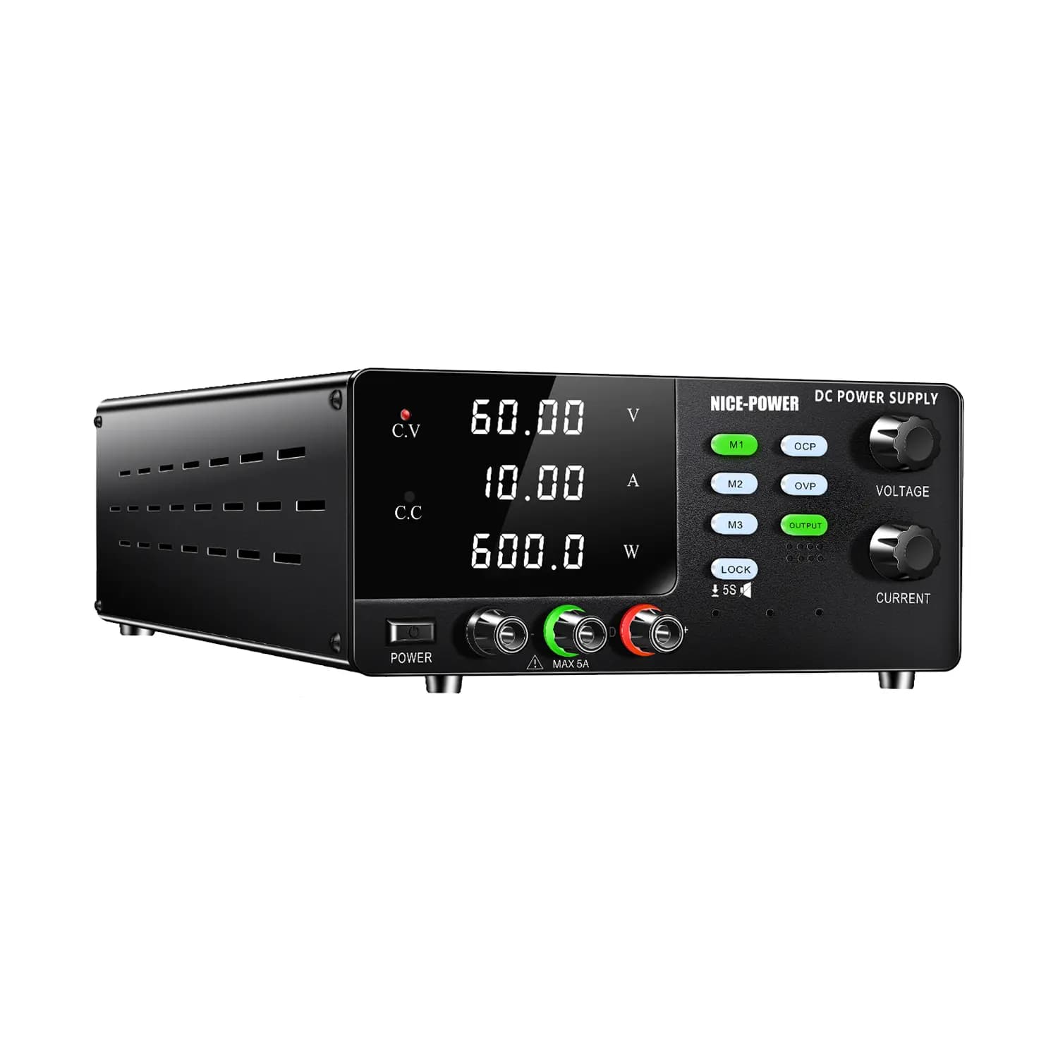 منبع تغذیه آزمایشگاهی متغیر 60V 10A نایس پاور R-SPS6010S-USB