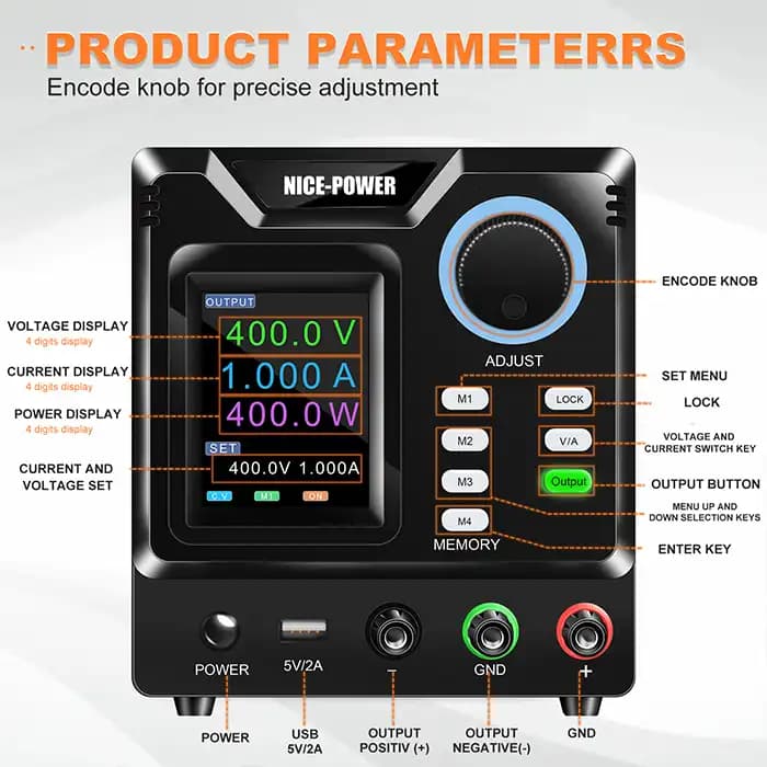 منبع تغذیه متغیر 400V 1A نایس پاور SPPS-D4001 — تصویر ۳