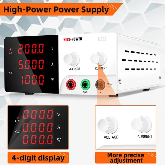منبع تغذیه آزمایشگاهی متغیر 200V 5A نایس پاور R-SPS2005 — تصویر ۴