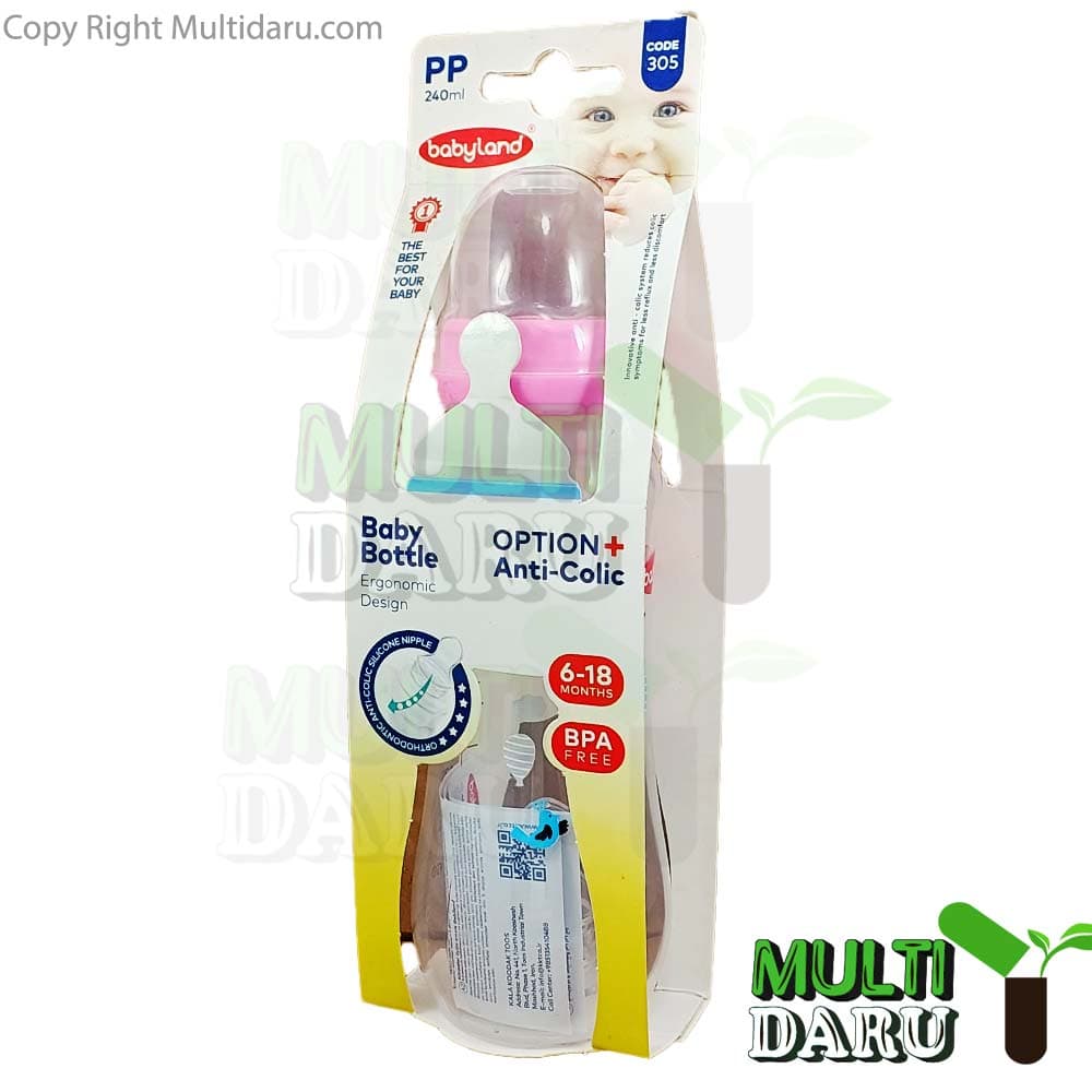 شیشه شیر بی بی لند کد 305 مناسب 6-18 ماه 240 دخترانه میلی لیتر
