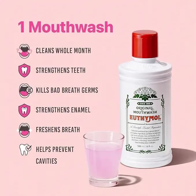 دهان شویه گیاهی اتیمول 500 میل | Euthymol Original Mouthwash 500 ml — تصویر ۴