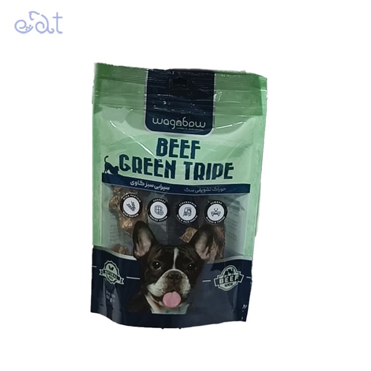 تشویقی سگ وگ اندبو با طعم سیرابی سبز مدل Wagbaw Natural Dog Treat وزن 50 گرم