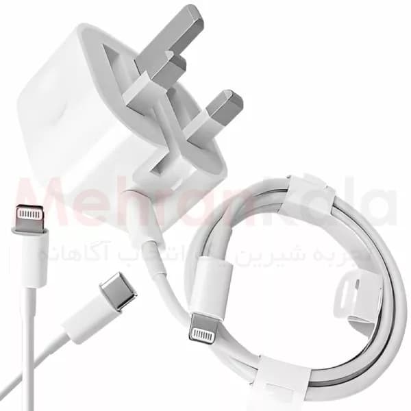 شارژر 20 وات اپل مدل USB-C Power به همراه کابل شارژ مدل USB-C