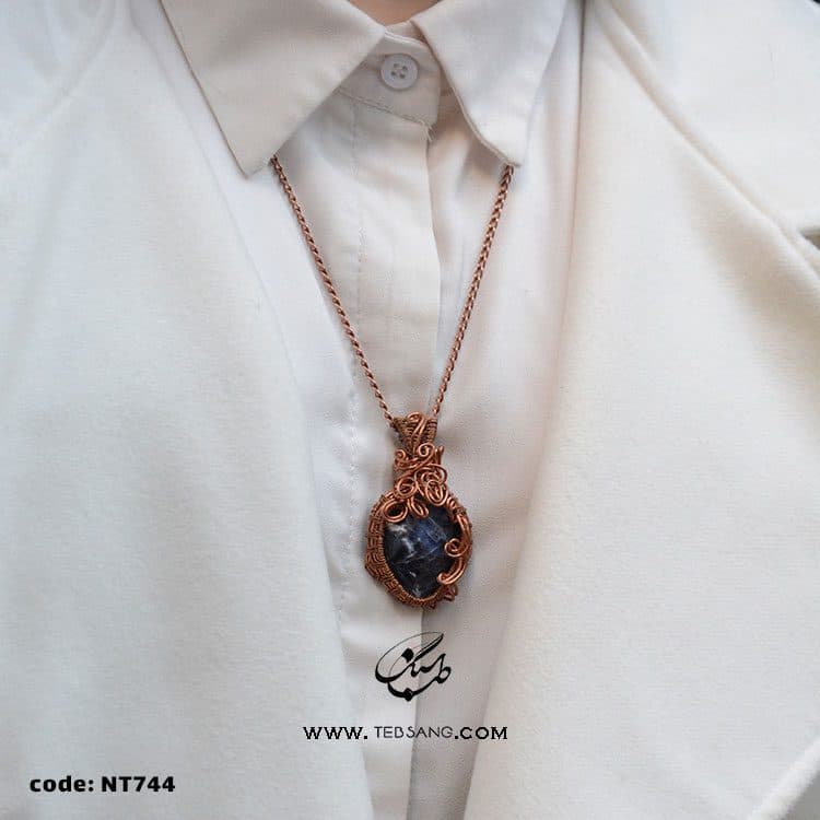 گردنبند زنانه سنگ سودالیت NT-744 — تصویر ۲