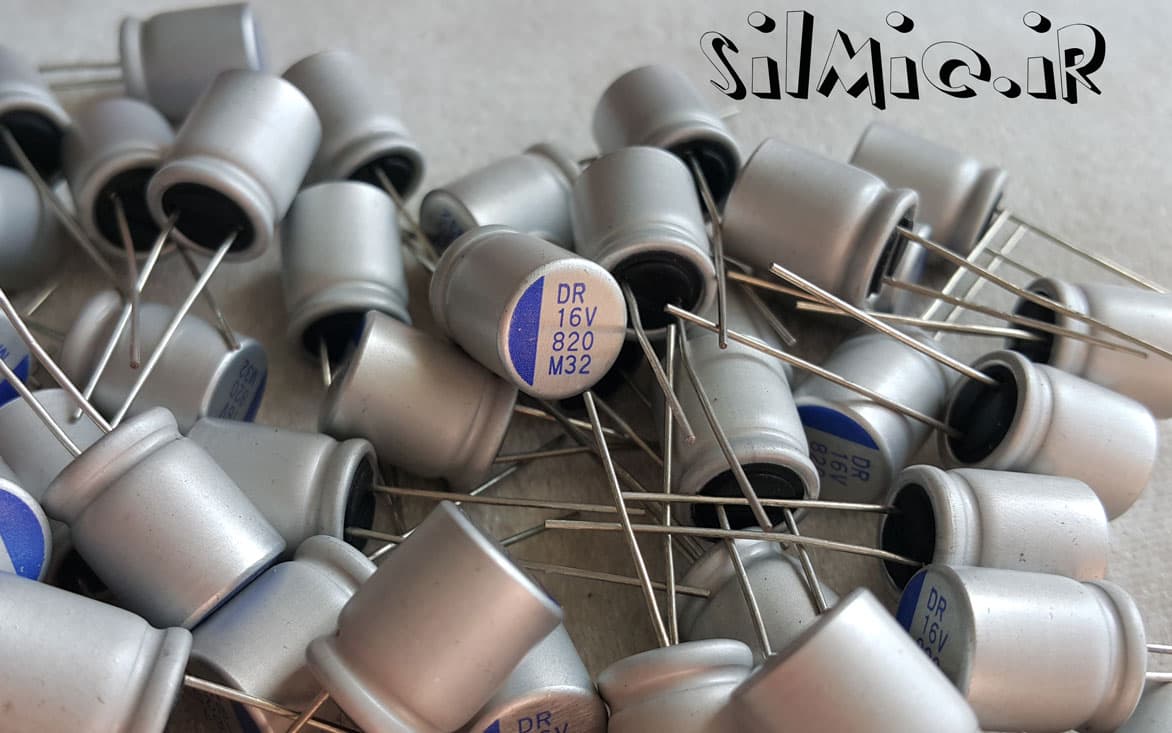 خازن جامد 820 میکرو فاراد 16 ولت UNICON ژاپن با امپدانس پایین و ریپل بالا