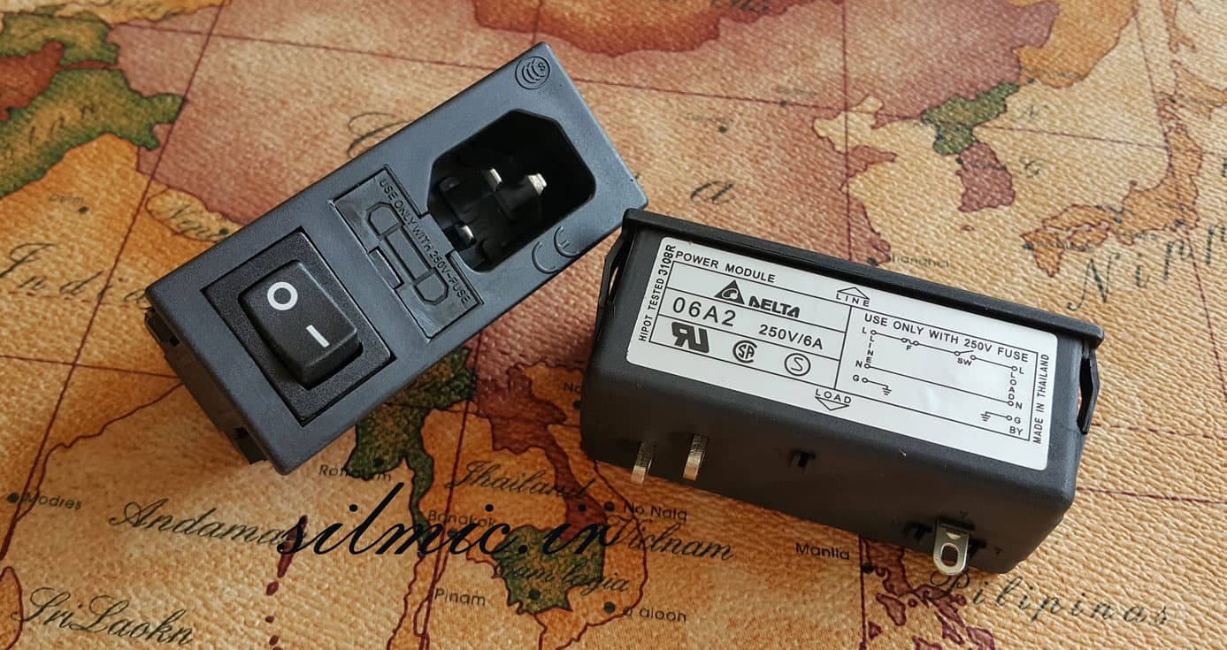 جک پاور کامپیوتر نری ac کلید دار و فیوز دار ساخت delta electronic تایوان — تصویر ۲