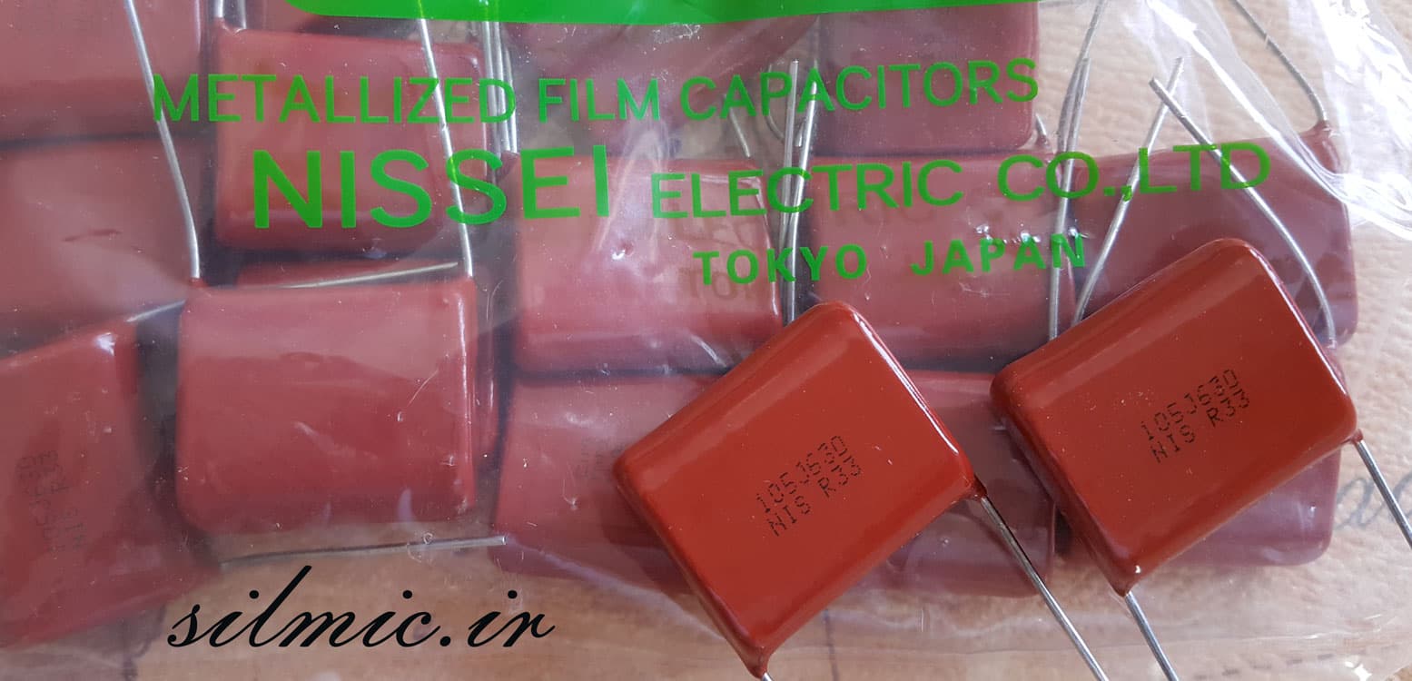خازن 1 میکرو فاراد 630 ولت nissei ژاپن MMX با قابلیت خودترمیمی از نوع mkt — تصویر ۲