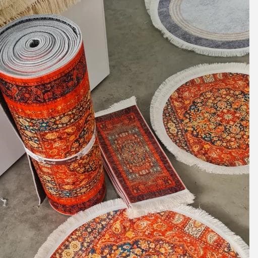 فرشینه مدرن جنس مخمل دایره ای استُپ دار (سفارشی) u111 (پس کرایه) — تصویر ۴