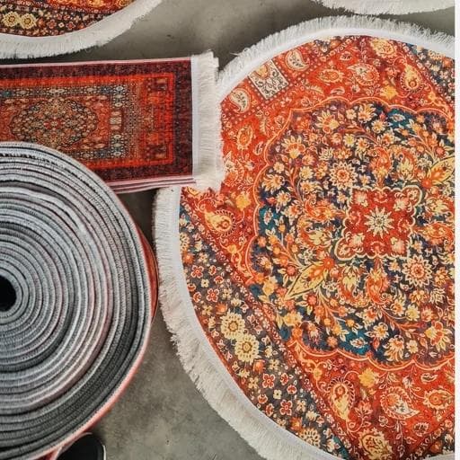 فرشینه مدرن جنس مخمل دایره ای استُپ دار (سفارشی) u111 (پس کرایه)