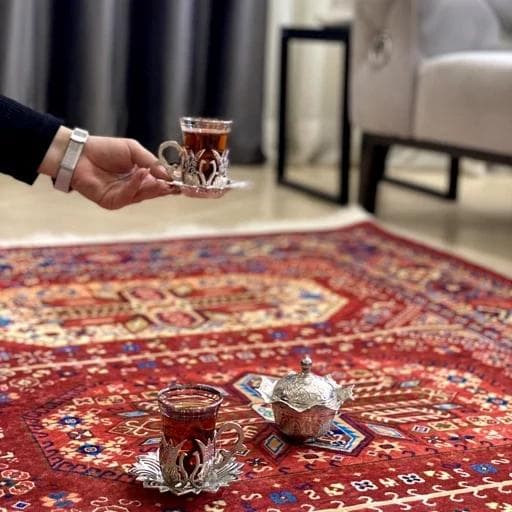 فرش ماشینی چاپی | فرشینه هازان ترک سنتی لاکی (پس کرایه) — تصویر ۴