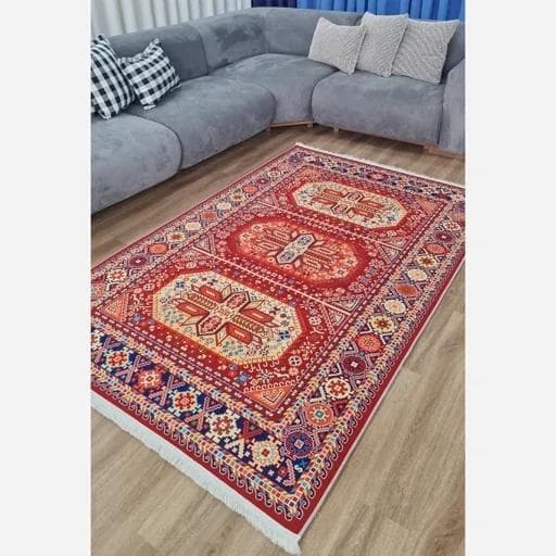 فرش ماشینی چاپی | فرشینه هازان ترک سنتی لاکی (پس کرایه) — تصویر ۶