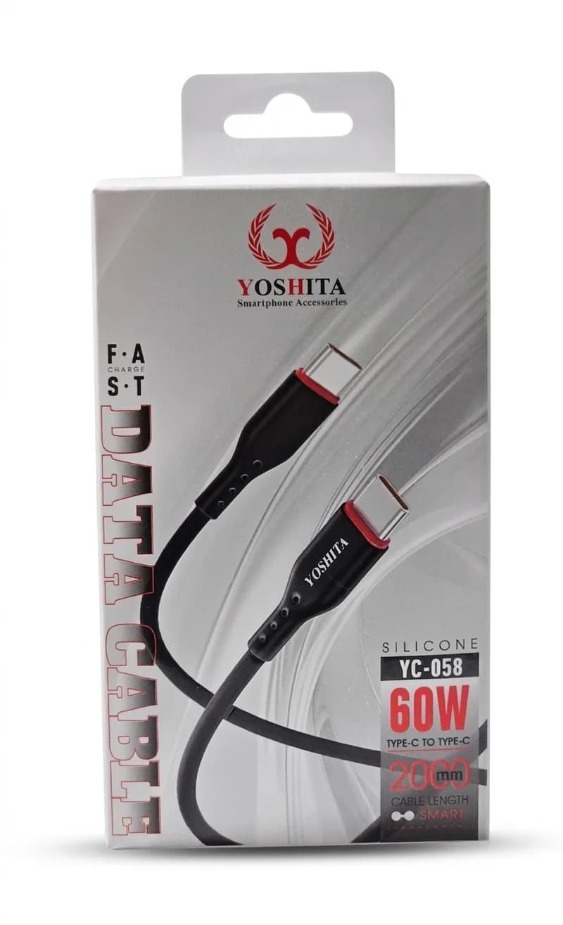 کابل فست شارژ 60 وات تایپ سی به تایپ سی یوشیتا (Yoshita) مدل YC-058 طول 2 متر