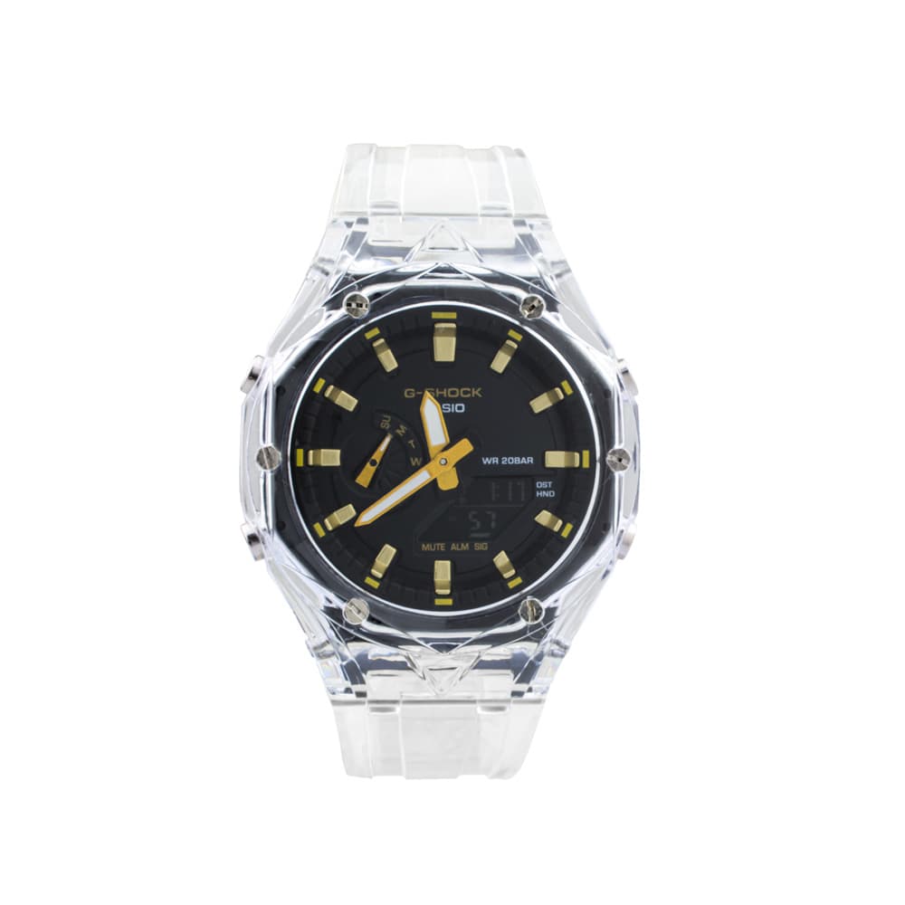ساعت عقربه ای و دیجیتال جیشاک G-SHOCK با رنگ شیشه ای جذاب