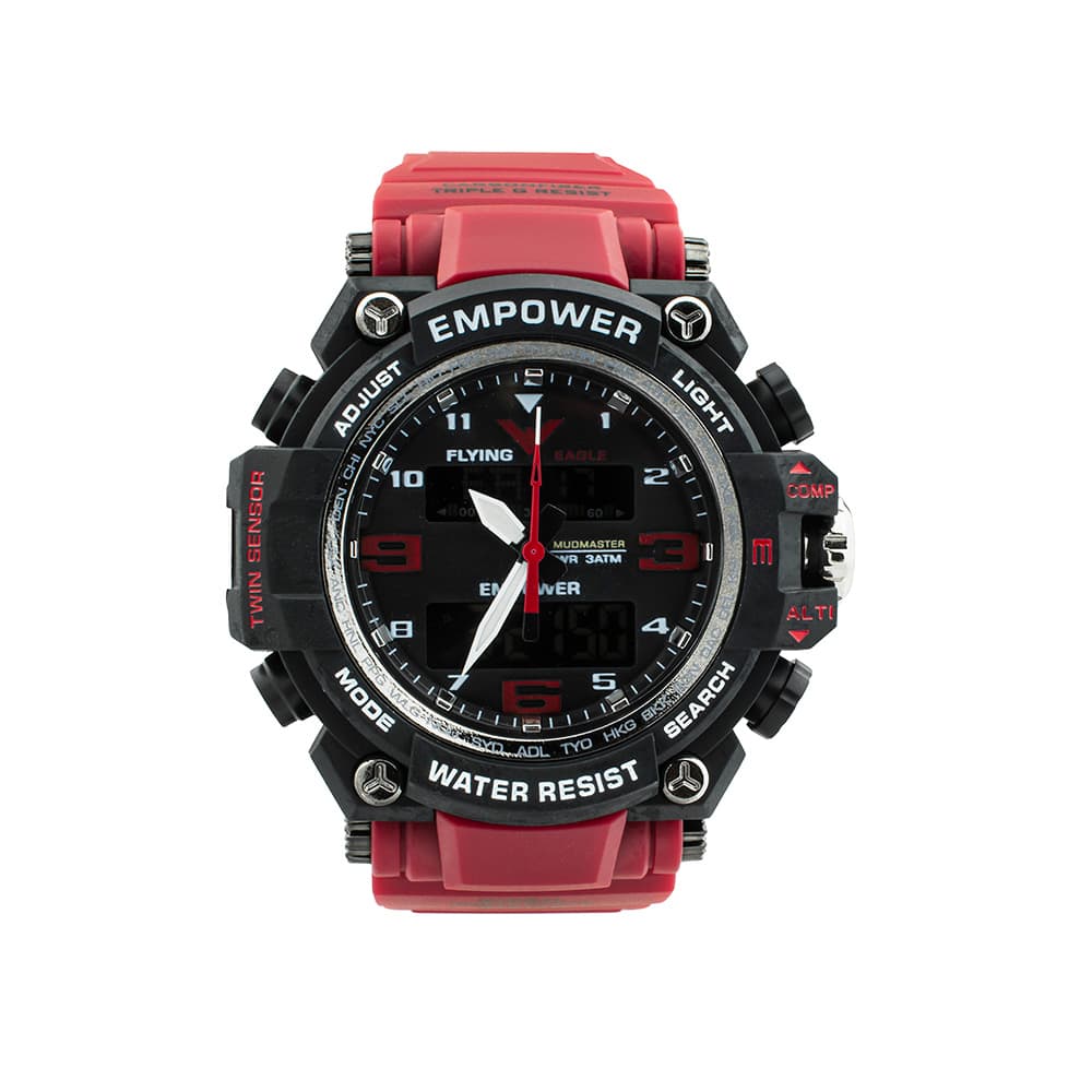 ساعت عقربه ای و دیجیتال کاسیو مدل G-SHOCK زرشکی
