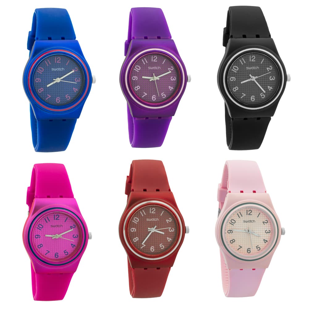 ساعت مچی اسپرت برند Swatch با رنگ صورتی — تصویر ۳