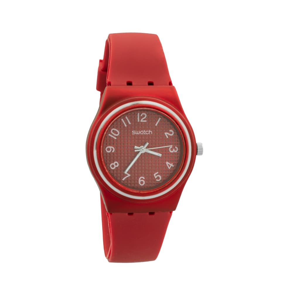 ساعت مچی اسپرت برند Swatch با رنگ قرمز-زرشکی
