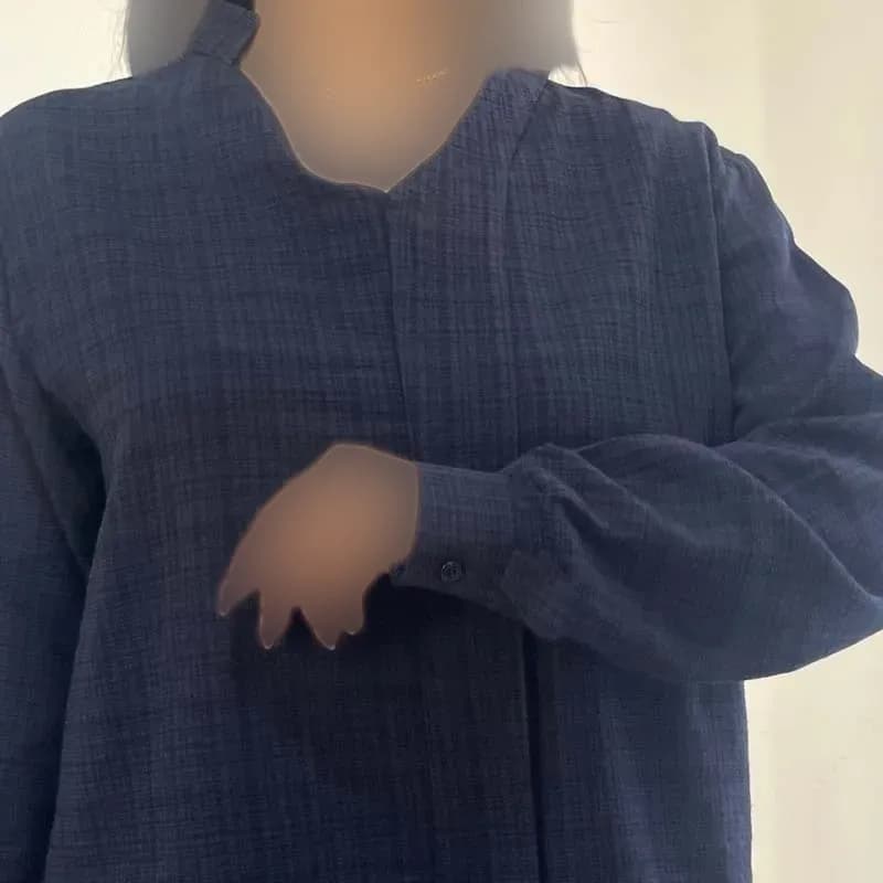 شومیز جلوبسته لینن زنانه فری سایز تا 48 کد 1349 — تصویر ۵