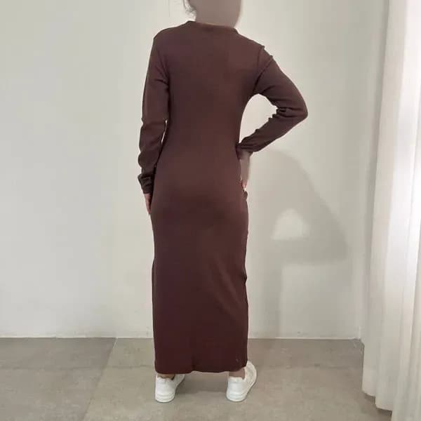 پیراهن ماکسی زنانه کبریتی آستین بلند مناسب سایز 38 تا 44 — تصویر ۲
