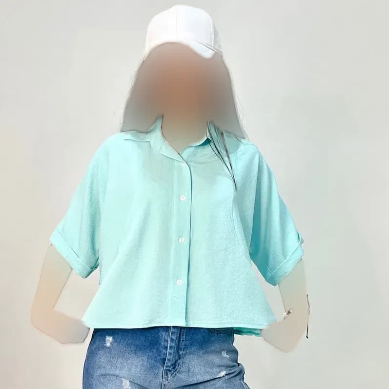 شومیز زنانه آستین کیمونو جنس ینزی خنک تابستانی رنگبندی پاستیلی — تصویر ۷