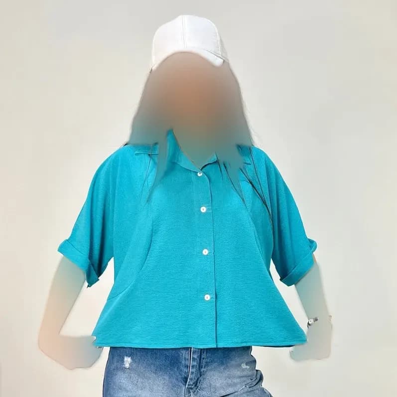 شومیز زنانه آستین کیمونو جنس ینزی خنک تابستانی رنگبندی پاستیلی — تصویر ۶