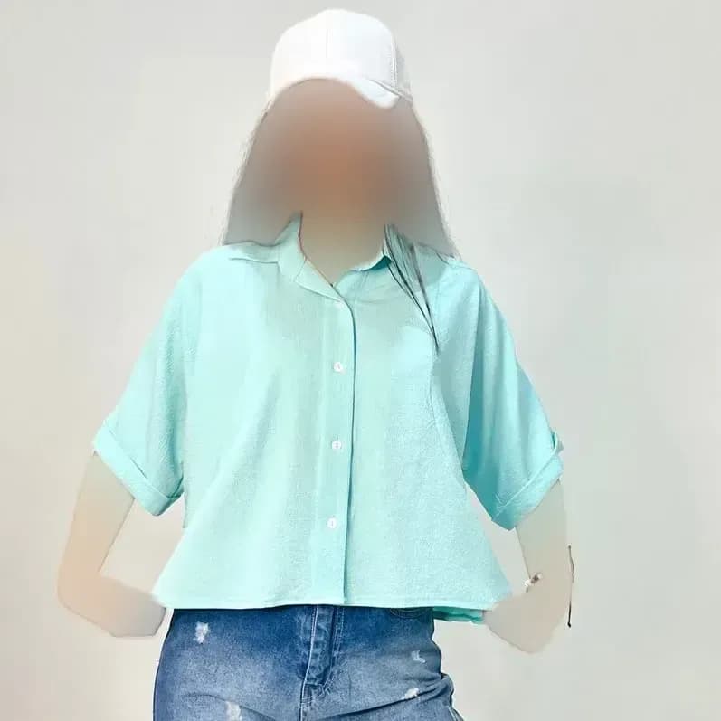 شومیز زنانه آستین کیمونو جنس ینزی خنک تابستانی رنگبندی پاستیلی — تصویر ۸
