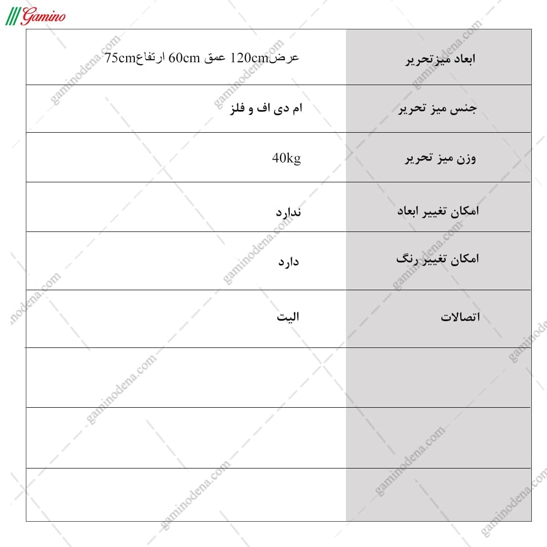 میز تحریر مدرن کشو دار چوب و فلز مدل صونا — تصویر ۶