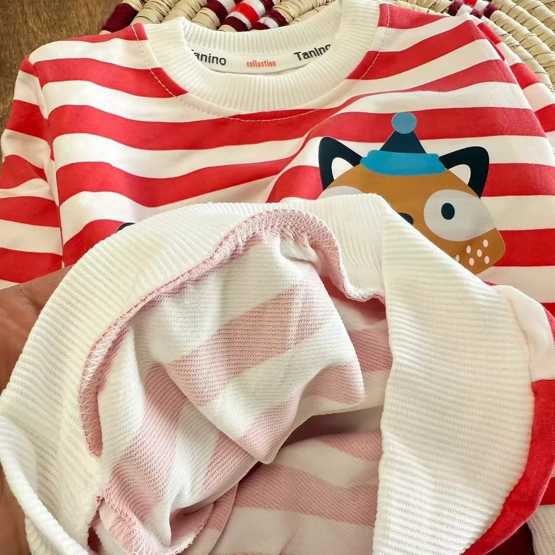 بلوز شلوار راه راه راکون Hello سایز ۳۵ تا ۴۵ کد ۵۳۹۸ — تصویر ۳