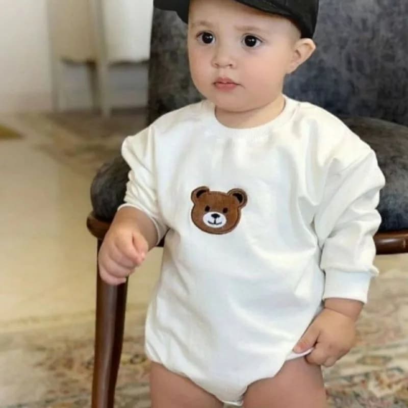 بادی آستین بلند خرس تدی گلدوزی سایز ۱ تا ۳ کد ۵۲۵۸ — تصویر ۷