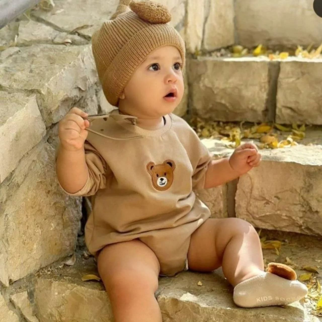 بادی آستین بلند خرس تدی گلدوزی سایز ۱ تا ۳ کد ۵۲۵۸ — تصویر ۶