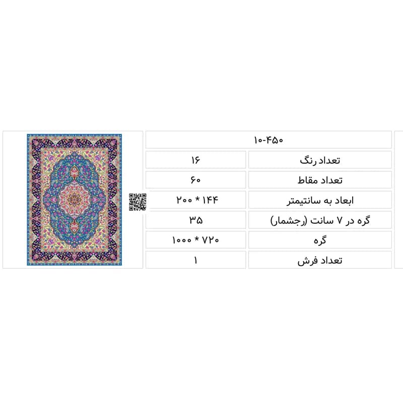 فایل طرح اصلی قالی کرمان کد نقشه f10-450 — تصویر ۲