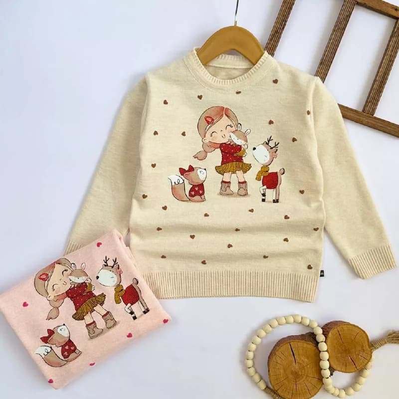 بلوز بافت گپ دختر آهو و روباه سایز ۴۰ تا ۵۰ کد ۵۱۰۷ — تصویر ۲