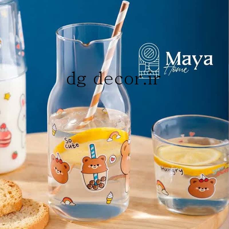 بطری شیشه ای خرسی لیوان دار با کیفیت