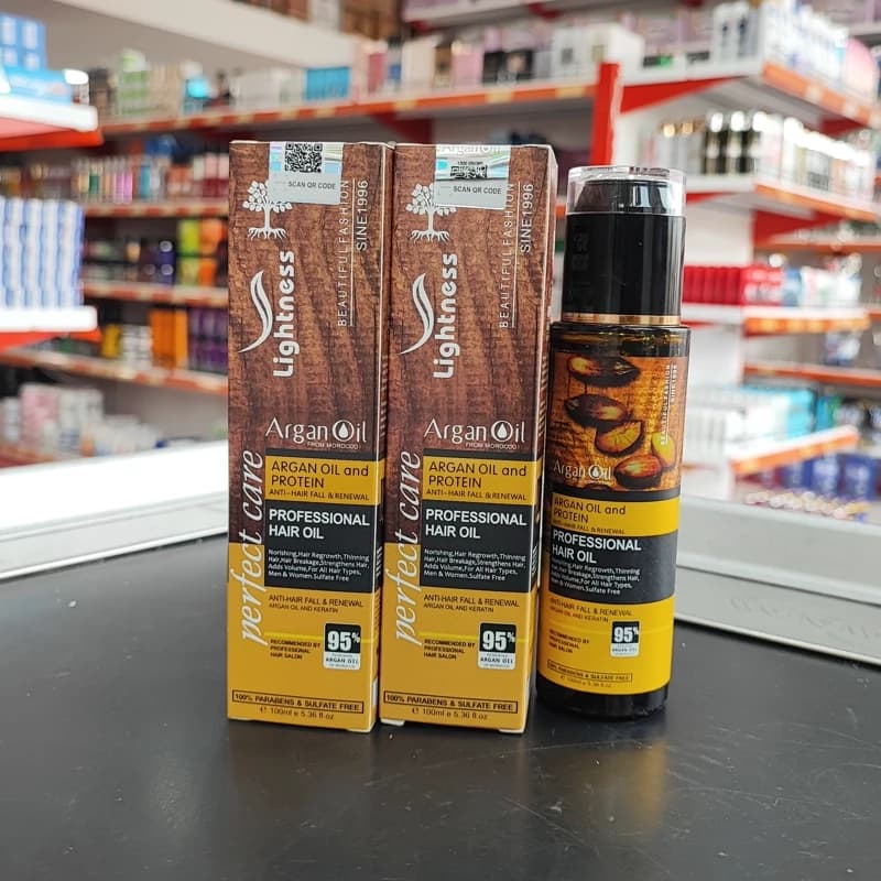 روغن آرگان بدون سولفات لایتنس شیشه ای بدون سولفات 100 میل دارای پچ کد ی