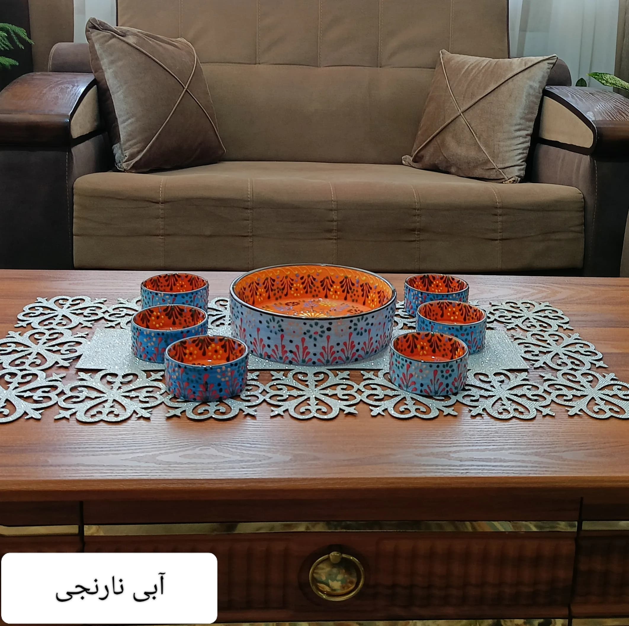 کاسه مدل گل برجسته انار خوری مجموعه 7 عددی — تصویر ۳