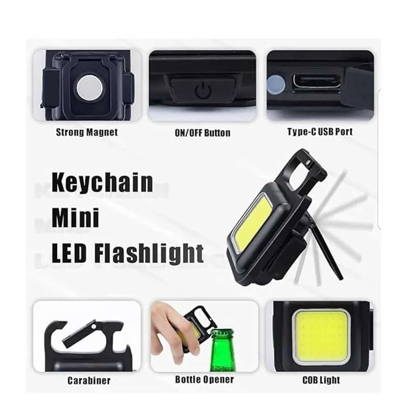 چراغ تاکتیکال کمپینگ مدل COB Rechargeable Keychain Light — تصویر ۸