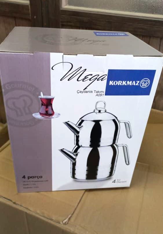 کتری قوری استیل کرکماز اصل ترکیه مدل korkmaz mega A091 — تصویر ۴