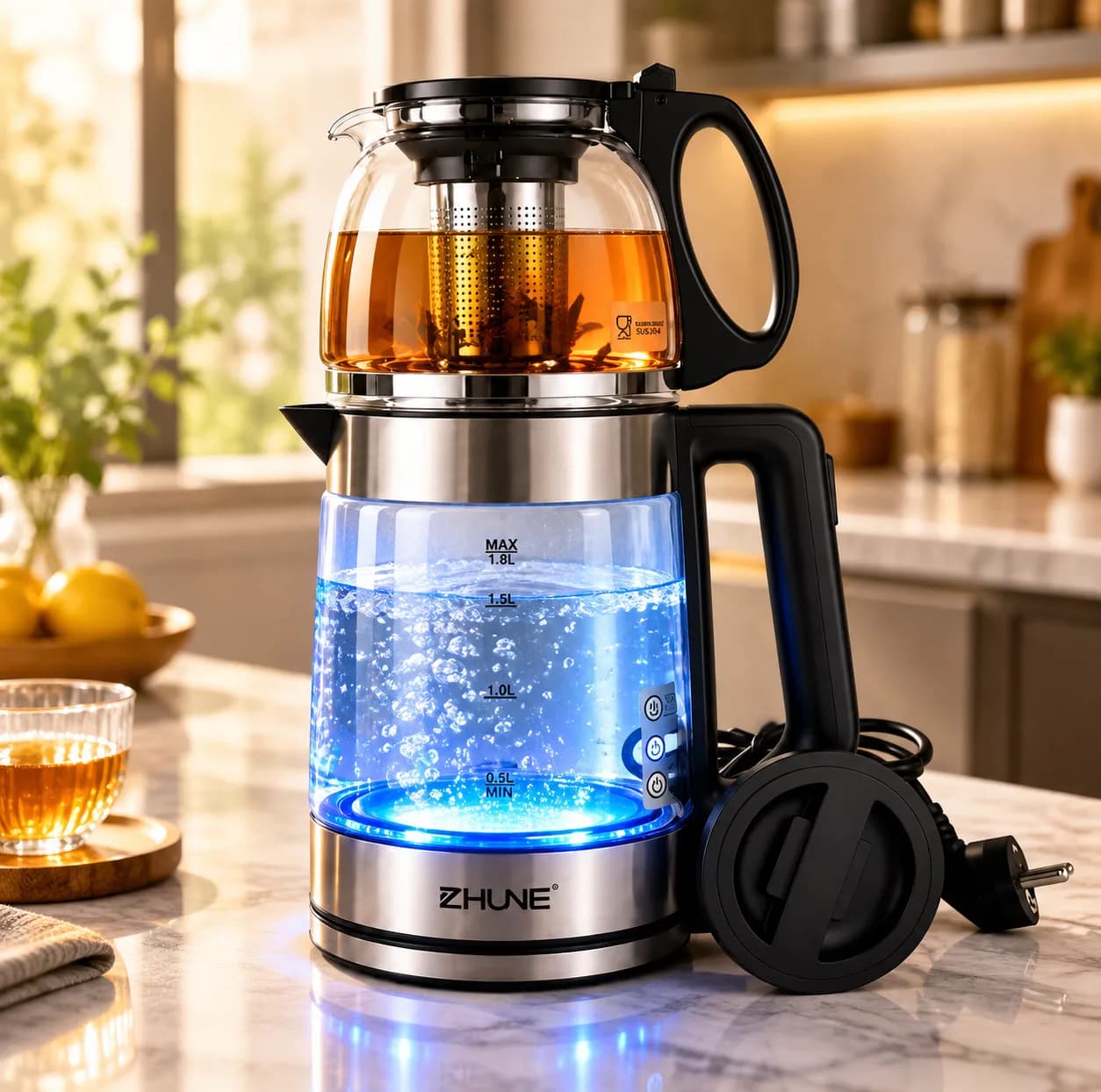 چای ساز روی همی ژونه ۱۸۰۰ وات مدل ZY-310u — تصویر ۳