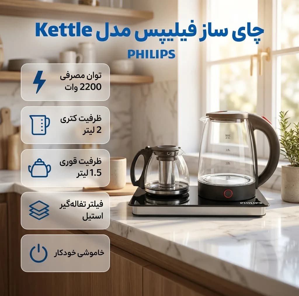 چای‌ساز کنار هم فیلیپس مدل Kettle — تصویر ۷