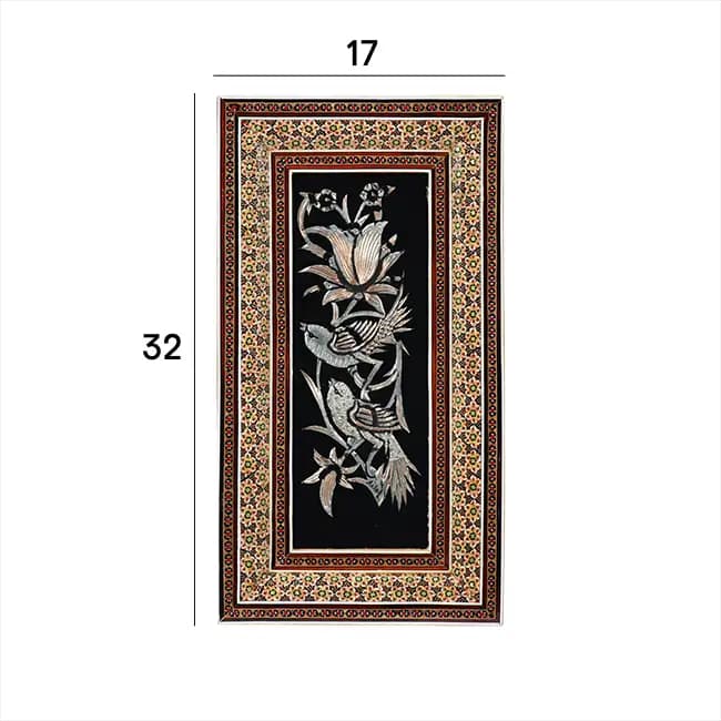 قاب 10*25 دو گل خاتم معمولی قلم زنی — تصویر ۲