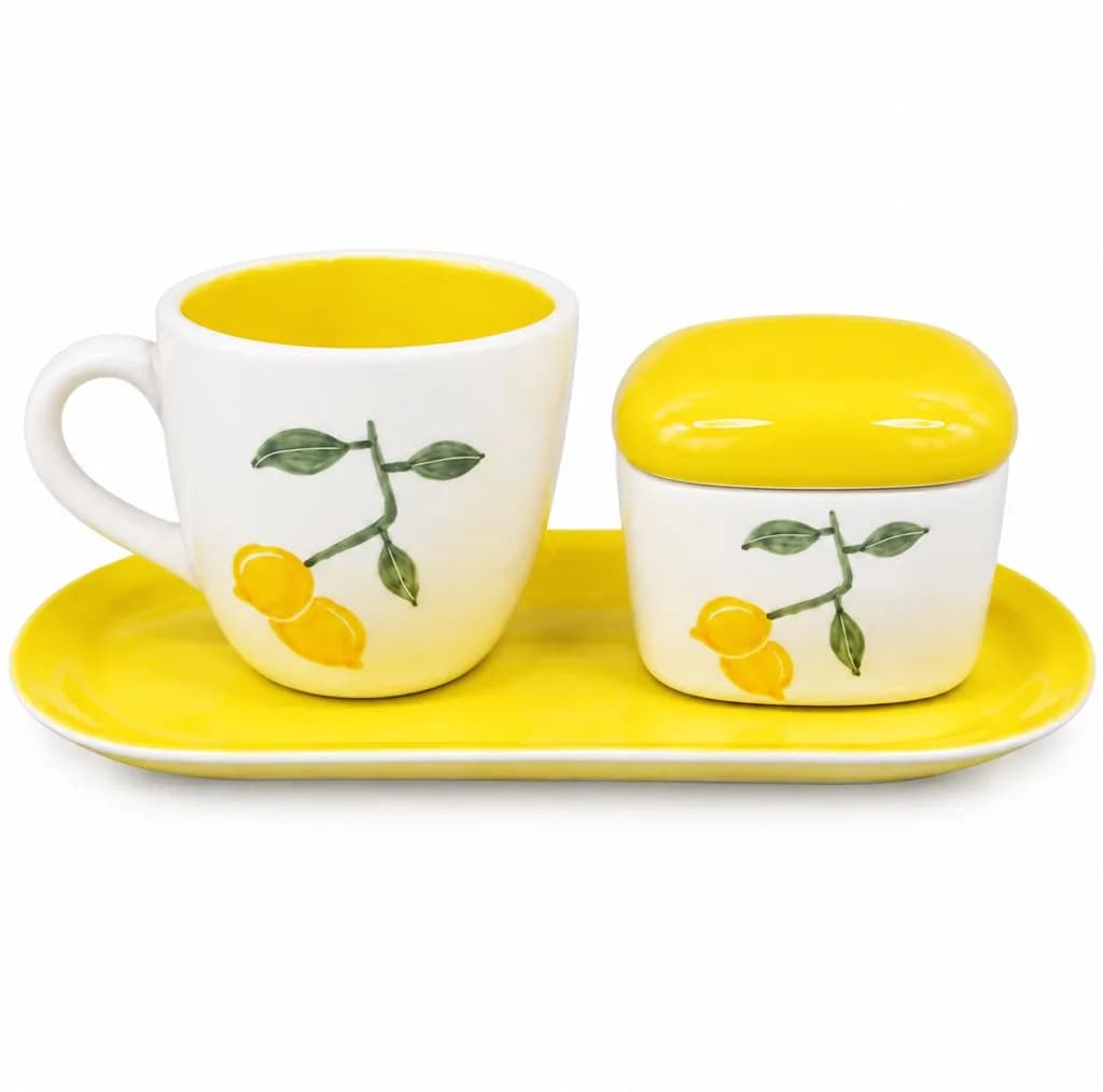 سرویس چای خوری تک نفره سه پارچه طرح لیمو