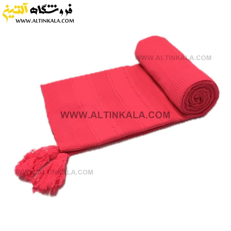 شال مبل بافت (رومبلی) اعلاء سایز 200×150 صورتی فسفری — تصویر ۳