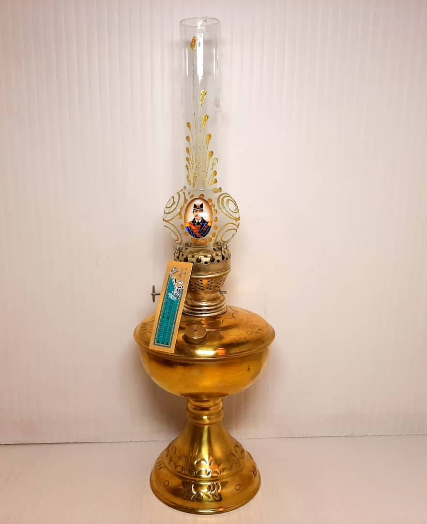 چراغ گردسوز برنجی طرحدار 50 سانتی