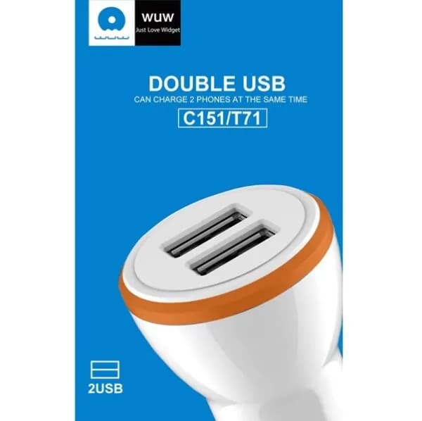 شارژر فندکی 2 پورت بهمراه کابل Type C فست WUW T71 — تصویر ۳